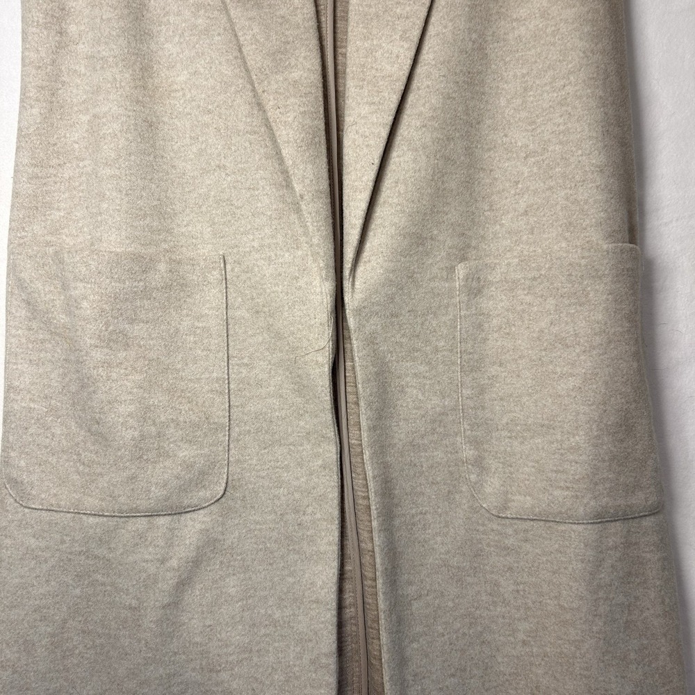 Joie Women Duster Cardigan Long Vest Open Front Sleeveless Large Tan Soft EUC - Picture 2 of 9